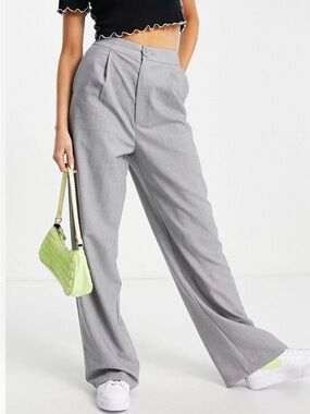 ASOS Light Grey High Wide-Leg Trousers